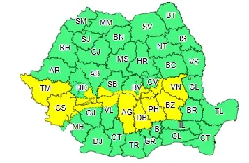Cod galben de ploi, vânt și vijelii în această noapte, în Argeș
