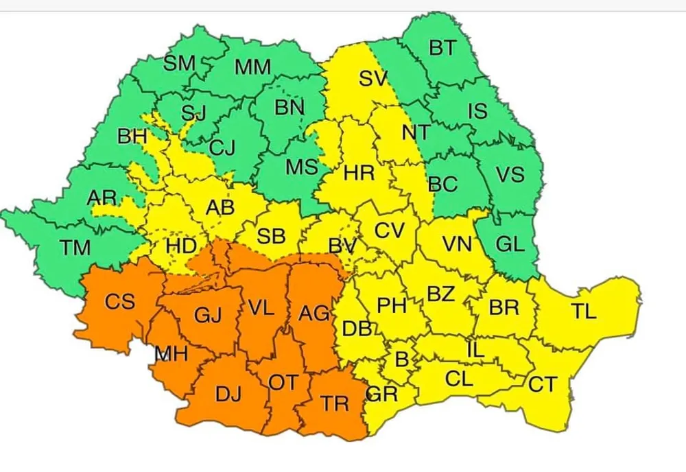 Argeșul intră sub avertizare de cod portocaliu!