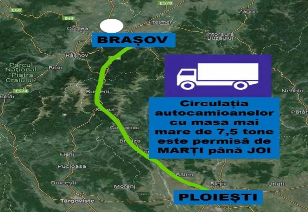 RESTRICȚIE DE TONAJ RIDICATĂ PE DN1 ÎN PERIOADA LUCRĂRILOR DE PE VALEA OLTOULUI