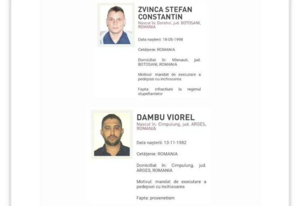 TRAIFIC DE DROGURI ȘI PROXENETISM: CELE DOUĂ INFRACȚIUNI PENTRU CARE AU FOST CONDAMNAȚI DOI FUGARI