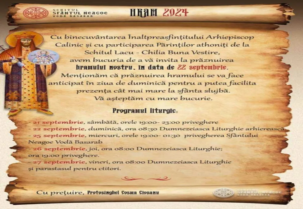 CELEBRAREA HRAMULUI LA SCHITUL SFÂNTUL NEAGOE BASARAB
