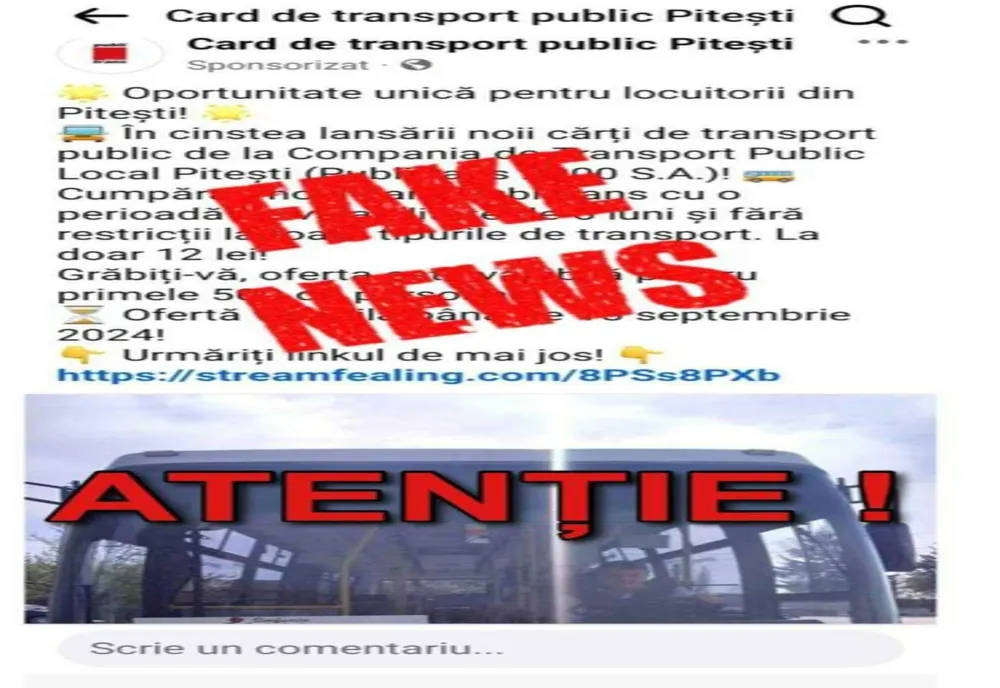 ATENȚIE: Înșelătorie privind cardul de transport public Pitești