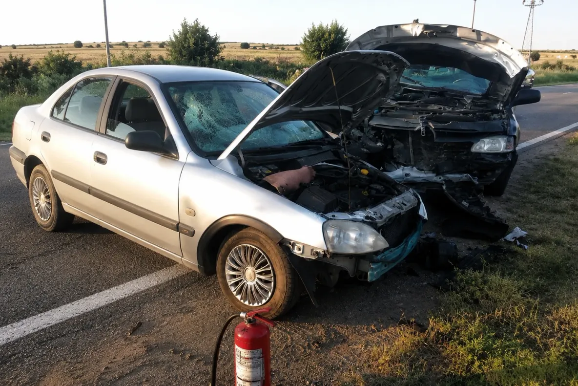 Accident cu cinci victime pe A1. Un autoturism și un microbuz s-au ciocnit violent