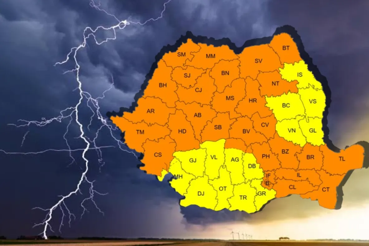  Alertă de la ANM. Cod portocaliu de furtuni și vijelii în regiunile montane și nordul Moldovei, până duminică seara-HARTA 