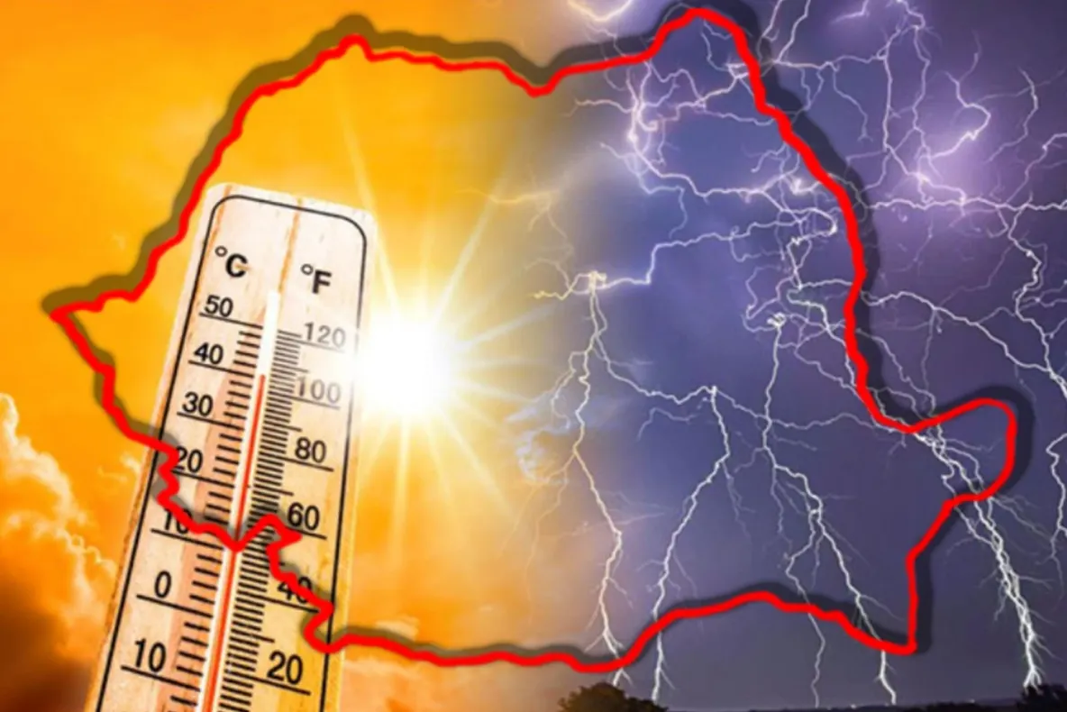 România, între vijelii și caniculă.Cod galben de ploi în mai multe județe din nord și centru, temperaturi extreme în sud. HĂRȚILE ANM