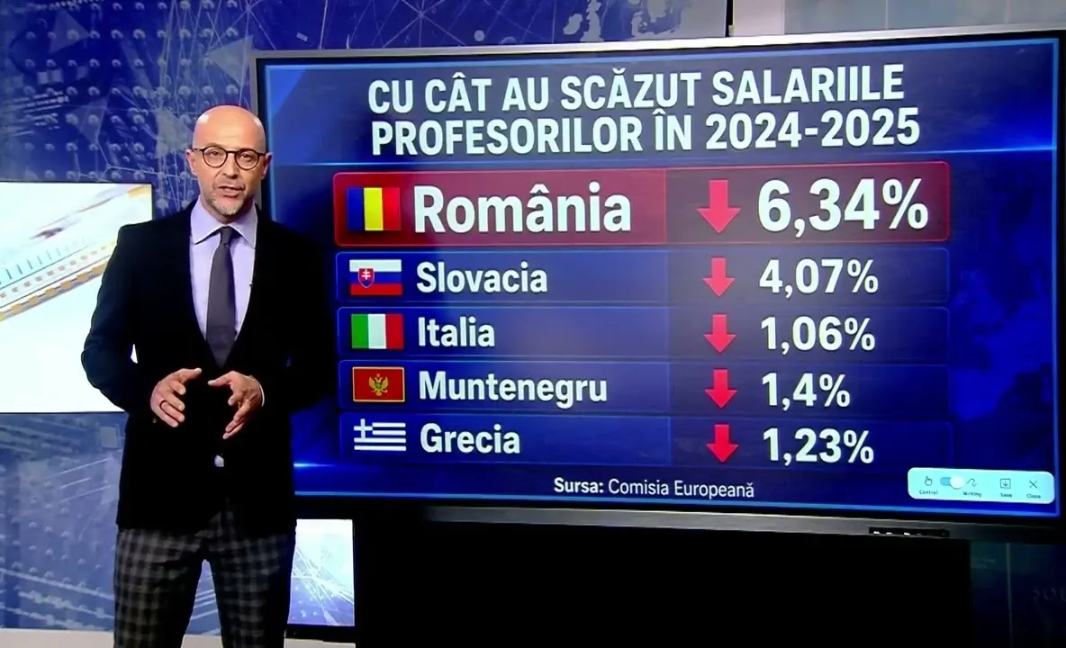 Salariile profesorilor români au scăzut cel mai mult din Europa. Noi date îngrijorătoare vin sub guvernarea lui Bolojan
