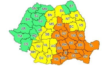 Cod galben de vânt, vijelii și ploi torențiale, în Argeș