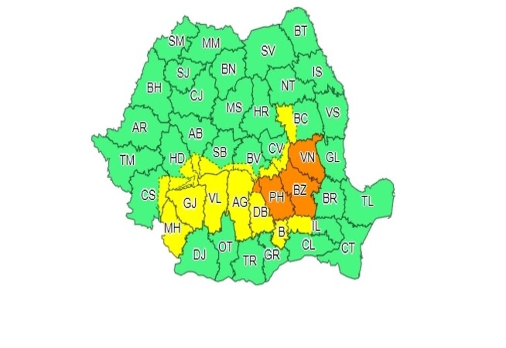 Schimbare radicală a vremii. Cod portocaliu și cod galben de ninsori și ploi în România pentru zilele următoare