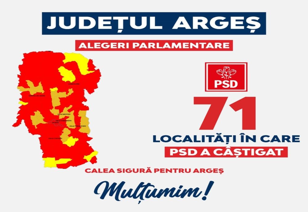 ALEGERI PARLAMENTARE 2024. ARGEȘENII AU ALES PSD!