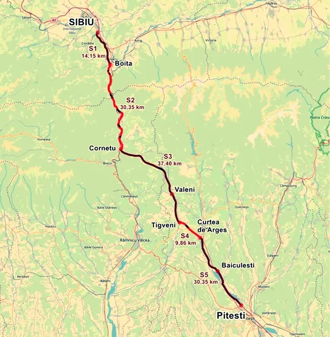 secțiune a autostrăzii Sibiu - Pitești