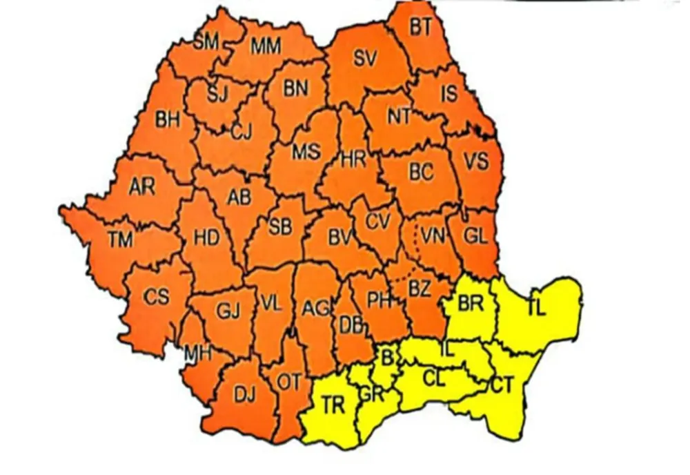 Cod portocaliu de vreme instabilă şi ploi, pentru trei sferturi din țară, printre care și Buzăul