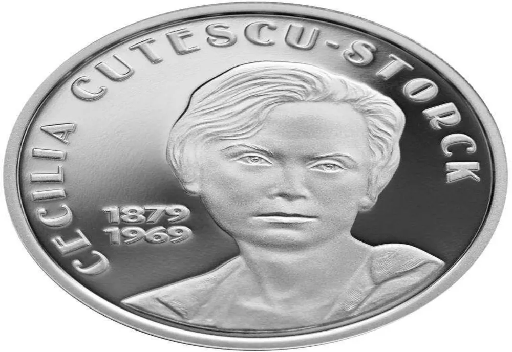 MONEDĂ DIN ARGINT ANIVERSARĂ: 145 DE ANI DE LA NAȘTEREA PICTORIȚEI CECILIA CUȚESCU-STORCK