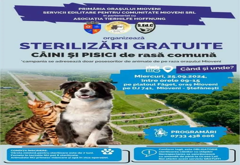 CAMPANIA DE STERILIZARE GRATUITĂ A ANIMALELOR DE COMPANIE