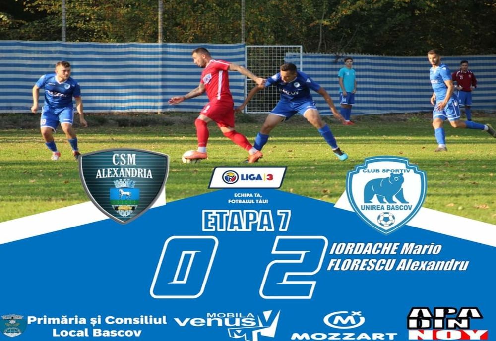 Unirea Bascov pe locul 5 în Liga 3