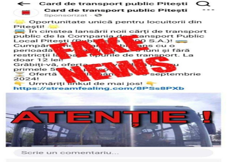 ATENȚIE: Înșelătorie privind cardul de transport public Pitești