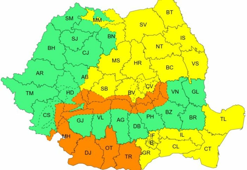 Cod portocaliu de vreme rea în România
