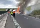 Incendiu pe autostrada A1, în Hunedoara: camion încărcat cu fructe, mistuit de flăcări